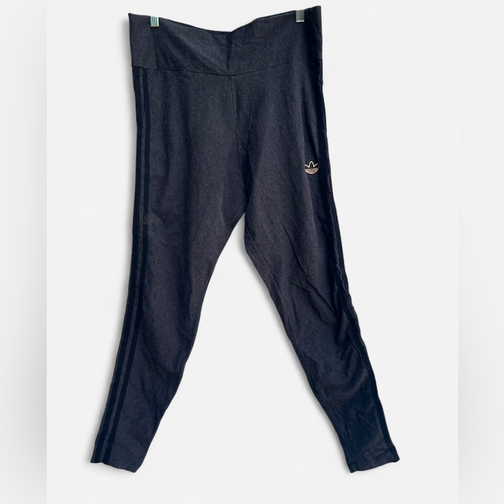 Adidas 3 Stripe Black Leggings Streamlined Athletic Fit